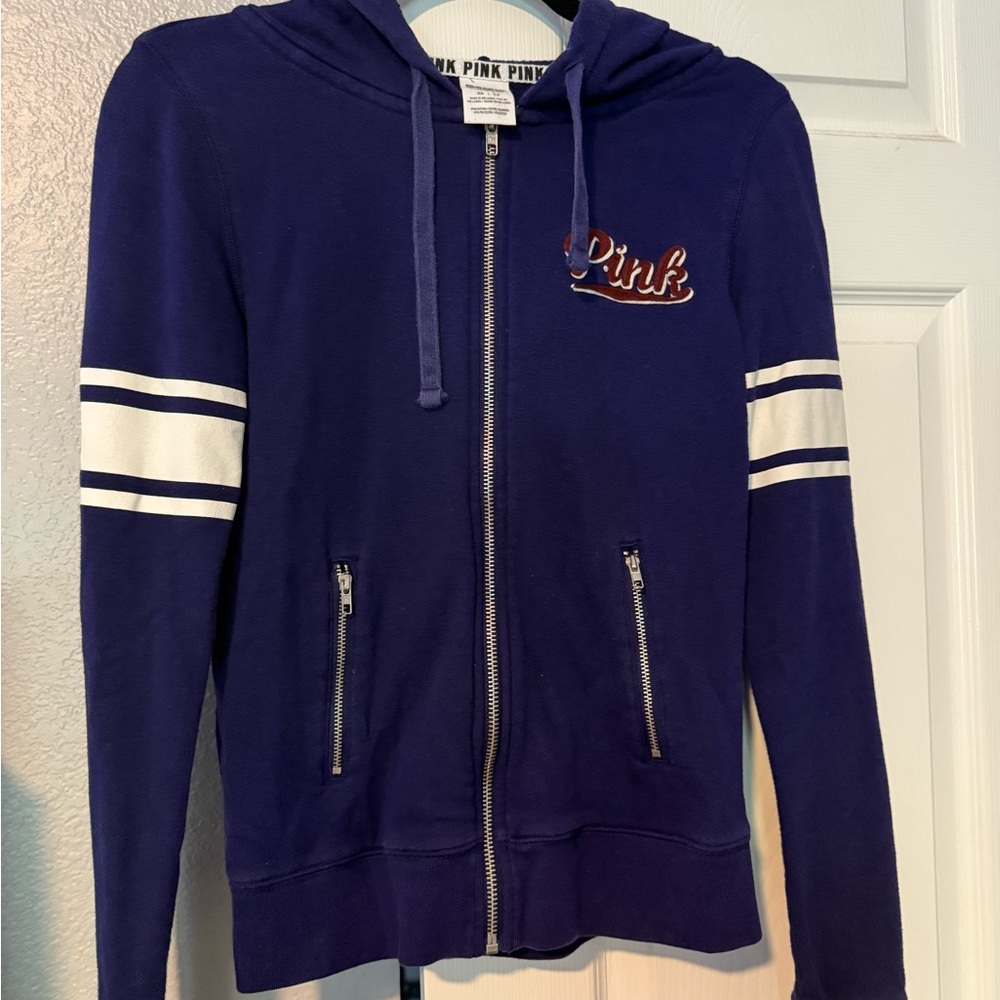 PINK Victoria's Secret Purple Hoodie with White Accents